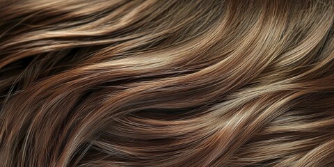 Naklejka premium Macro Shot of Soft Brown Hair Strands with Natural Highlights.