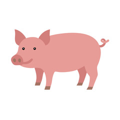 Minimalist Pig Vector Illustration - Simple Farm Animal Design