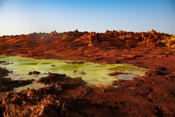 Volcanic activity and Sulphur lake at Dallol in the Ethiopia Danakil depression