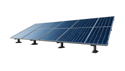 Ground mounted solar panel png isolated on transparent background