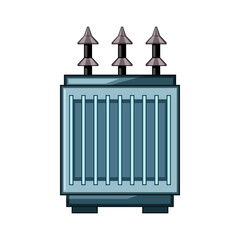 phase electrical transformer cartoon. frequency impedance, load tap, cooling oil phase electrical transformer sign. isolated symbol vector illustration