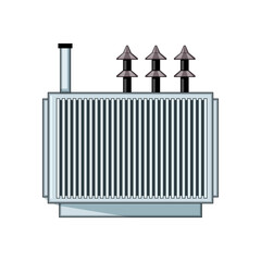 impedance electrical transformer cartoon. load tap, cooling oil, magnetic flux impedance electrical transformer sign. isolated symbol vector illustration