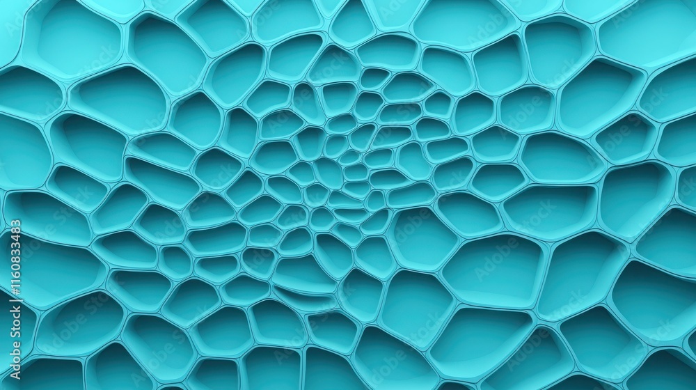 Poster 2025 creative projects modern design. abstract turquoise pattern resembling honeycomb structure.
