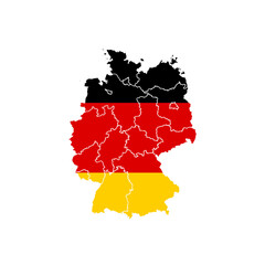 Germany map with German flag