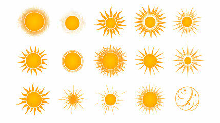 Sunshine Collection, Diverse Sun Icons, Bright Yellow, Celestial, Summer, Energy