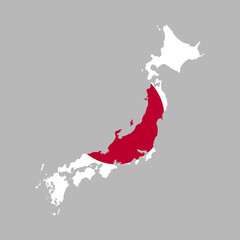 japan flag on japan map