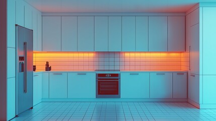 2025 Creative Projects modern design. Modern kitchen with vibrant lighting and sleek design.