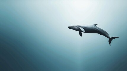 Obraz premium emotional value concept. Majestic Whale Swimming in Tranquil Ocean Blues