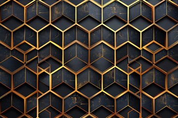 Abstract gold and black hexagonal pattern. (1)