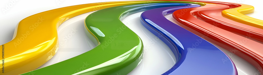Poster colorful abstract waves flowing dynamically across white background. vibrant hues create a soothing,