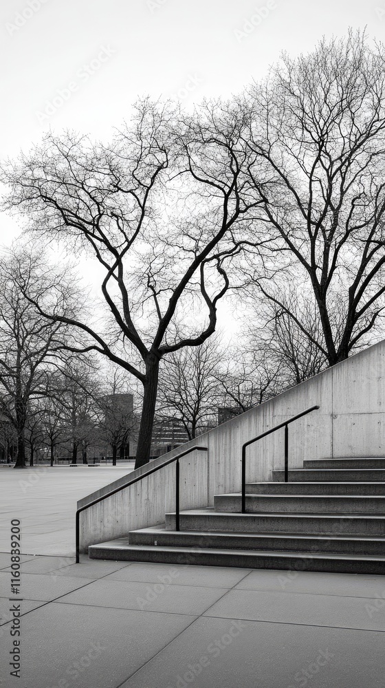Poster this architectural feature showcases a concrete wall with rounded corners and a horizontal line, emp