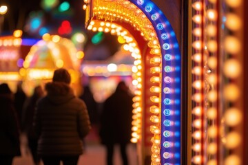 Obraz premium Colorful lights illuminate festive atmosphere, creating warm, in