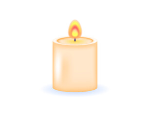 illustration of a burning candle. a candle with fire. lighting. minimalist 3d style design. elements