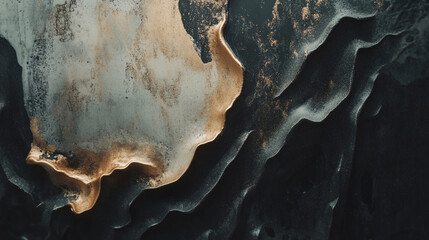 Obraz premium Intricate patterns of sand and rock on a coastal landscape during golden hour near the shoreline
