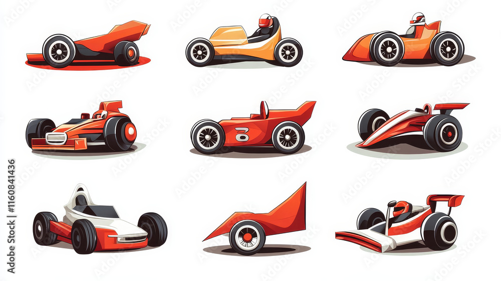 Poster isolated racing symbols and icons for design or logo template. jpeg version also available in galler