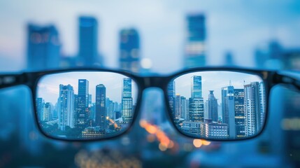 Obraz na płótnie Canvas Glasses viewing cityscape.