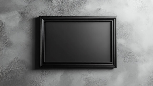 Empty black frame on textured wall waiting for artwork or photos to be displayed