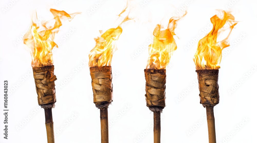 Poster set of flaming torches isolated on white background, such a logo. jpeg version also available in gal