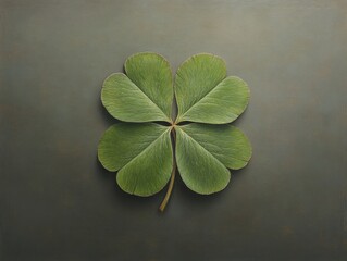 Discover a whimsical four-leaf clover made of overlapping green leaves, symbolizing natural celebration, perfect for St Patrick's Day and beyond This lucky charm, rendered in beautiful detail