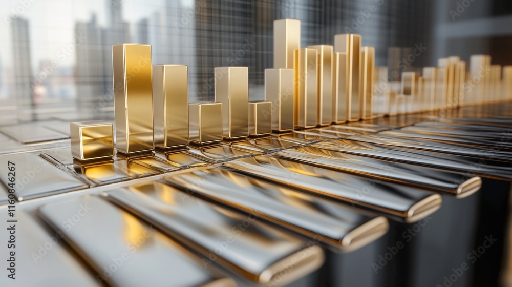 Aufkleber Elegant Gold and Silver Graphical Visualization of Data Trends