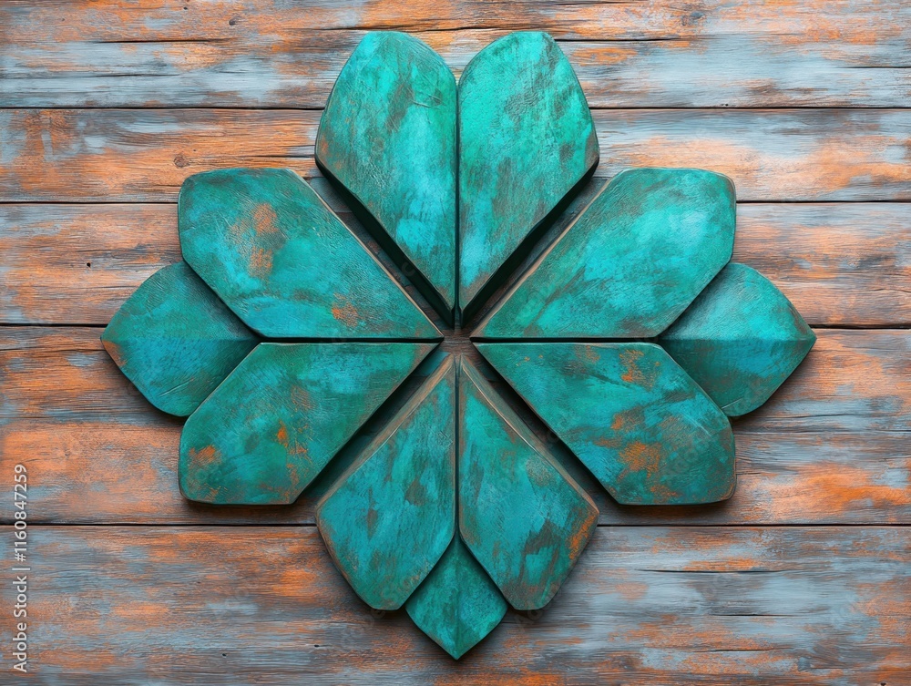 Poster explore a geometric rendition of a clover with sharp edges, symbolizing modern charm this unique des