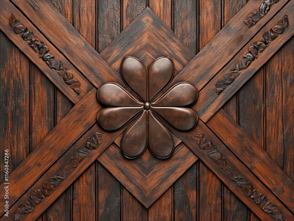 Poster explore a geometric rendition of a clover with sharp edges, symbolizing modern charm, showcased with