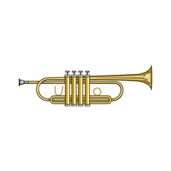 Obraz premium brass trumpet cartoon. music instrument, jazz classical, horn valves brass trumpet sign. isolated symbol vector illustration