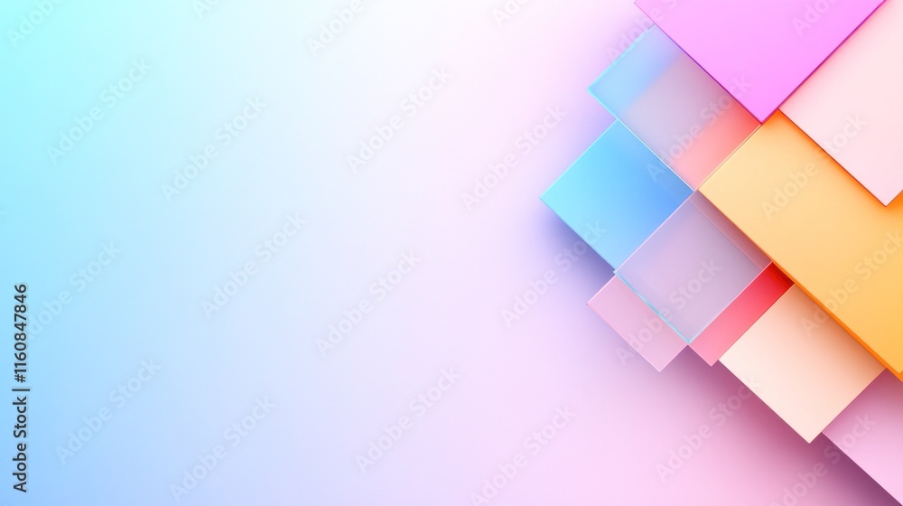 Poster abstract geometric design with colorful layered shapes.
