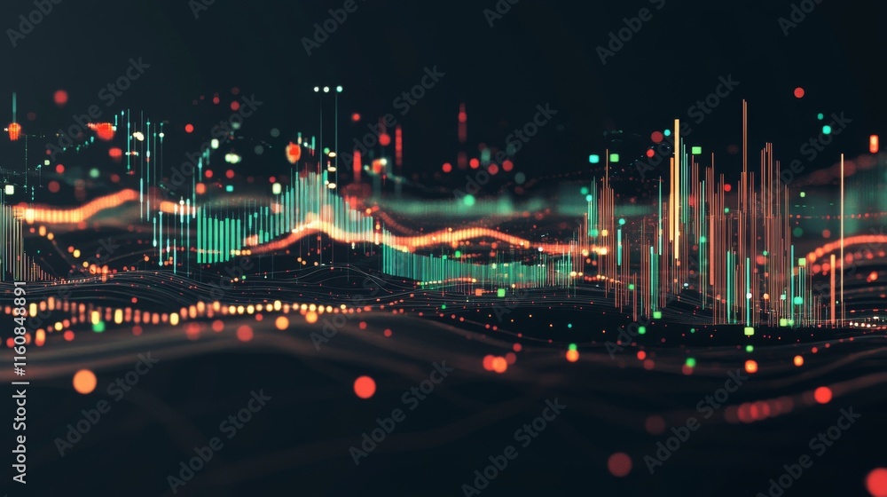 Poster vibrant abstract visualization of data trends and analytics patterns