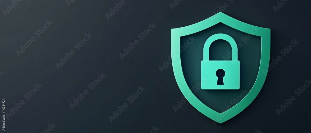 Aufkleber digital footprint. shield with a padlock symbolizing security and protection in a digital context.