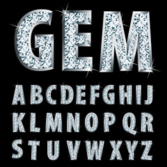 Colorful Diamond ABC. Gemstone styled alphabet letters collection, vector eps10
