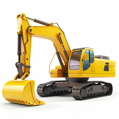 Yellow Excavator on Tracks in Bright Construction Site Environment