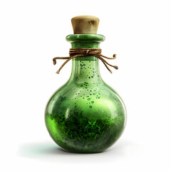 Green Potion Bottle with Cork Stopper and Twine Detail