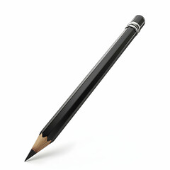 Black Pencil with Sharp Tip on a White Background