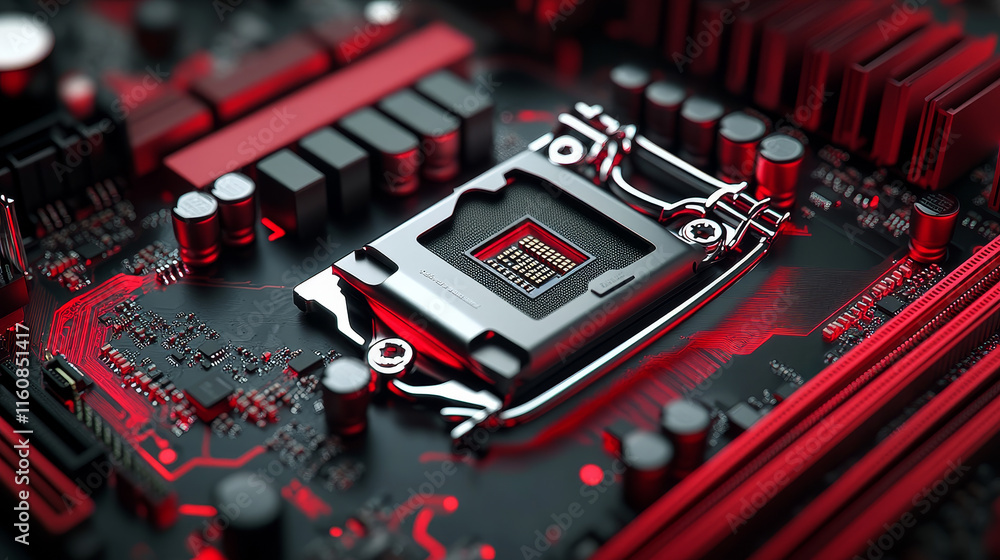 Poster computer heart with motherboard elements for technology concept design. jpeg version also available 