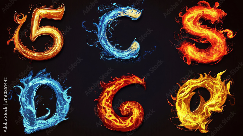 Fototapete set of alphabet symbols and elements of letter s. rasterized version also available in gallery