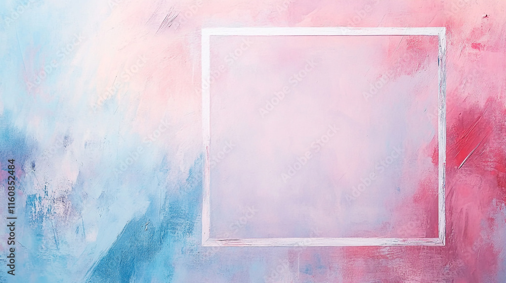 Poster abstract pink and blue textured background with a white border for design use