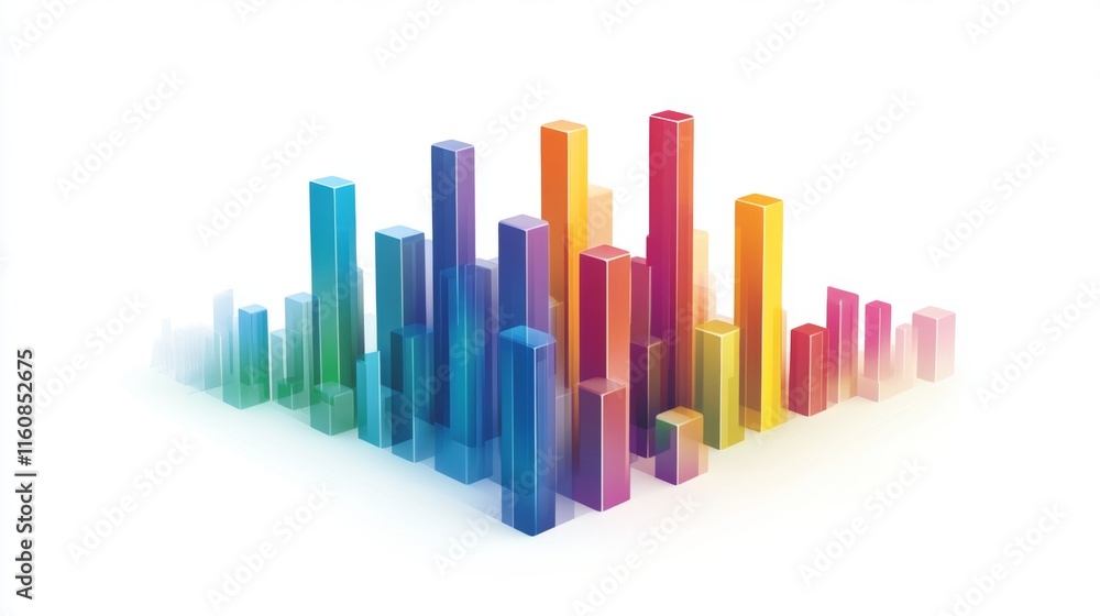 Aufkleber colorful 3d bar graph with vibrant hues and abstract design