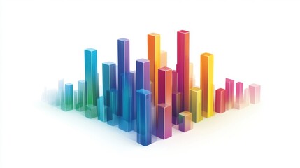 Obraz premium Colorful 3D Bar Graph with Vibrant Hues and Abstract Design