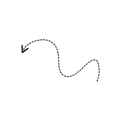 Swirly Black Dotted Arrow on White Background | Vector Illustration