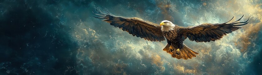 Fototapeta premium Discover your unique life purpose as a soaring eagle, seeking clarity from the birds-eye view