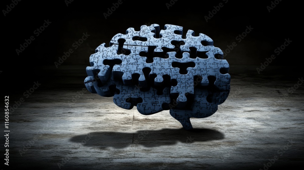 Poster puzzle brain concept representing intelligence and problem solving