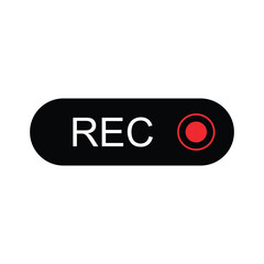 Recording Sign Button Red App Panel, Rec Vector Symbol on White Background  Stock Vector