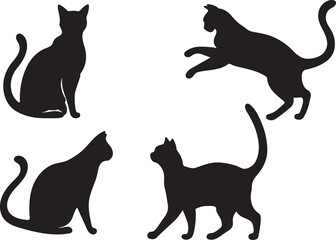 Cat silhouette vector set Isolated On White Background