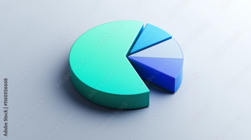 Poster modern pie chart displaying data visualizations in three dimensions