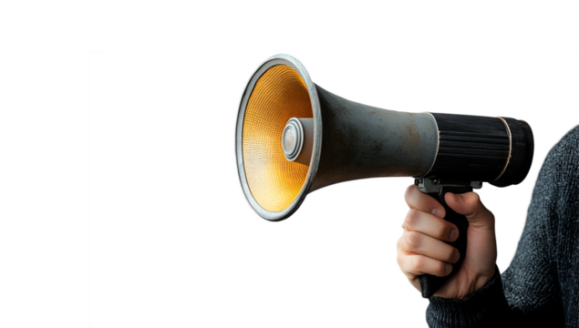 Vintage megaphone announcement png isolated on transparent background