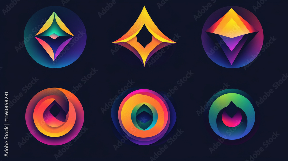 Poster set of different abstract symbols for design, also a logo idea. jpeg version is also available