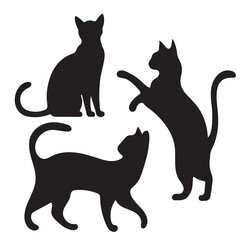 Cat silhouette vector set Isolated On White Background