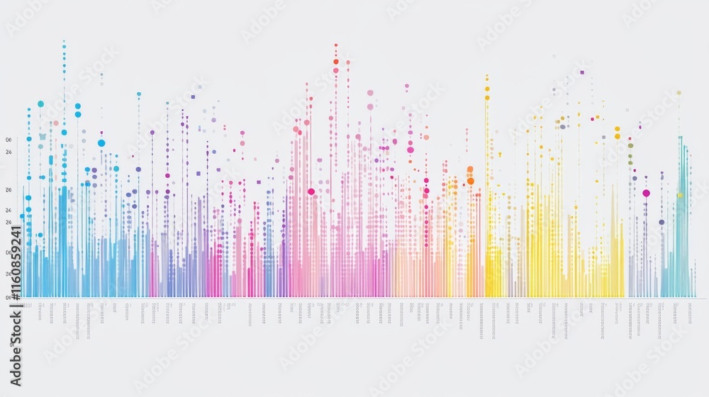 Aufkleber colorful data visualization with dots and bars in bright gradient