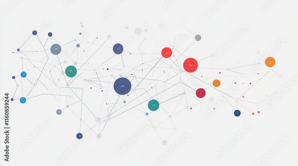 Poster abstract network connection with colorful nodes and lines design